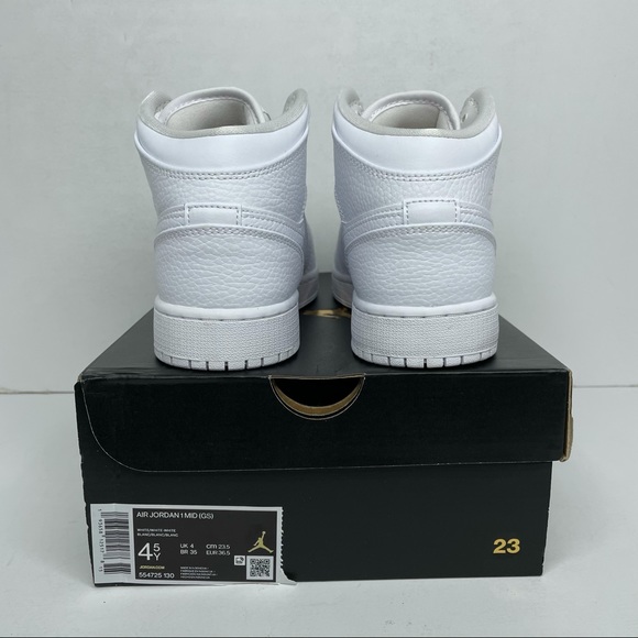 Nike Air Jordan 1 Retro Mid GS “Triple White” NEW - Picture 4 of 4